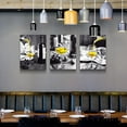 thumbnail image 3 of Wall Decor For Dining Room Canvas Wall Art For Kitchen Black And White Wine Glasses Pictures Modern Yellow Wine Canvas Art Prints Ready To Wall Painting For Restaurant Home Decorations 12"X16" 3 Piece, 3 of 6