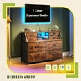 thumbnail image 6 of CRXX Dresser for Bedroom with Power Strip & LED, 8 Drawers Dresser with Extra 2 Open Shelves for Storage & Organization, Small Chest of Drawers for Closet, Hallway,Entryway-Rustic Brown, 6 of 10