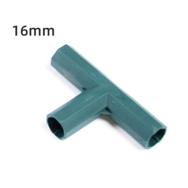 10 conectores de marco de invernadero, conectores de plantas, conectores de construcción de marco de jardinería, plástico de 16 mm, 3 vías, cruz verde