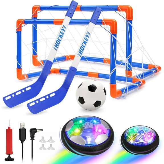 Kid Odyssey Hover Soccer Ball, 3-in-1 Hover Hockey Ball Kids Toys Set, Indoor and Outdoor Sports Games Toys for Kids Ages 3 4 5 6 7 8-12 - Rechargeable LED Soccer Games Toys for 3-12 Year Old Boys
