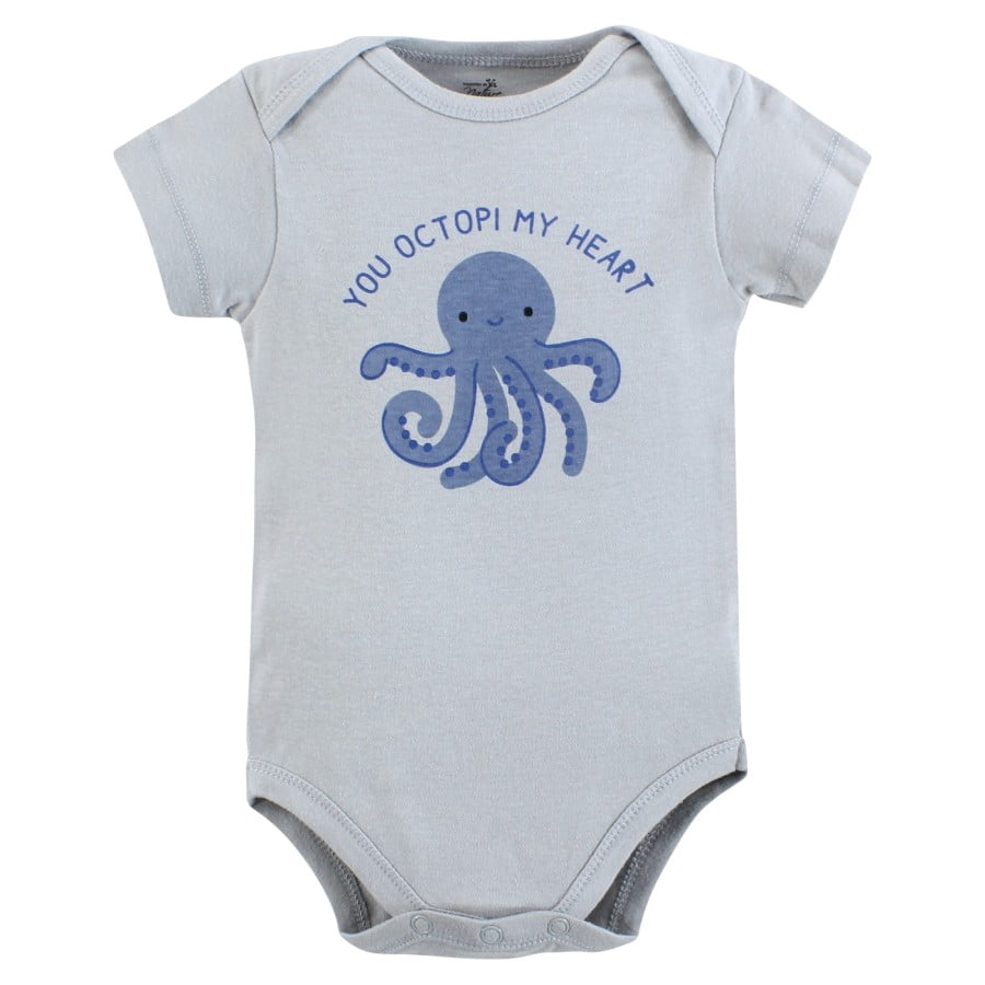 Touched by Nature Infant Boy Organic Cotton Bodysuits, Mystic Sea, Preemie