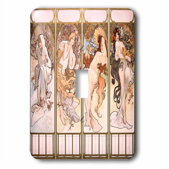 3dRose, Image of Famous French Four Seasons Mucha Collage, single toggle switch