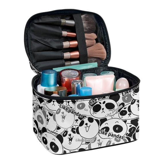 HELLHERO Medicine Travel Organizer Bags Large Capacity Travel Cosmetic Bag Practical Space-Efficient With Zipper & Handle Women Panda