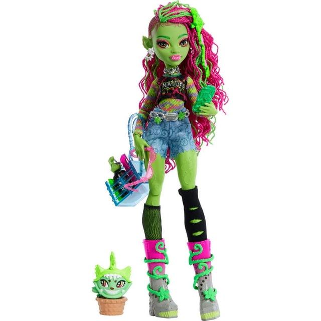 Monster High Venus McFlytrap Fashion Doll with Pet Plant Monster Chewlian & Accessories, Collectible