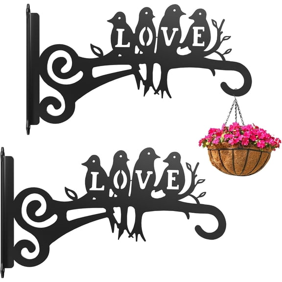 2-Pack Metal Plant Hangers 10 Inch, Bird Pattern Wall Hooks, Rustproof Hanging Brackets for Indoor Outdoor Planter, Bird Feeder, Lantern, Wind Chime