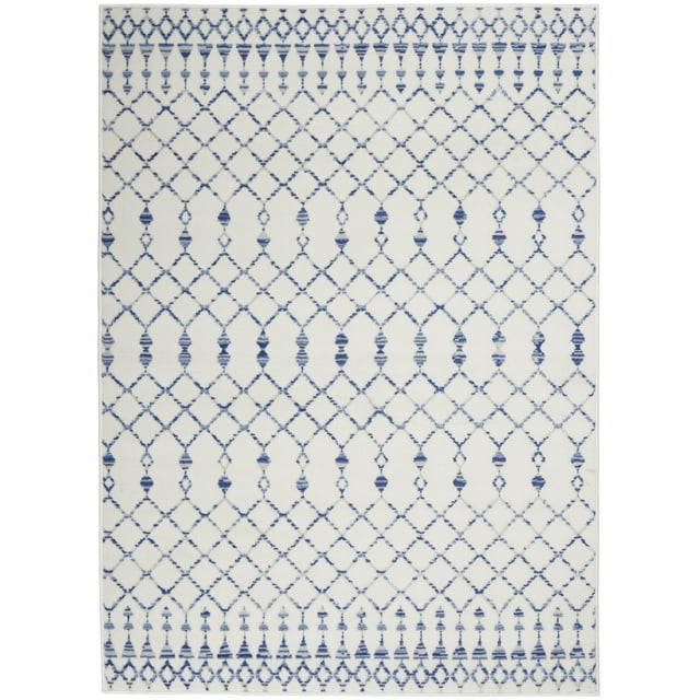 homeroots home decor 385828 6’ x 9’ Ivory and Blue Berber Pattern Area Rug