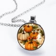 thumbnail image 2 of Thanksgiving Pumpkin Women's Glass Circular Pendant Necklace, 2 of 5