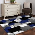 thumbnail image 3 of Kitchen Mats for Floor 3x5 Ft, Navy Blue Black Geometric Non Slip Area Rugs for Kitchen Bedroom Entryway, Modern Abstract Art Block Washable Carpet Runner Rug Floor Mats for Bedroom Home Decor, 3 of 8