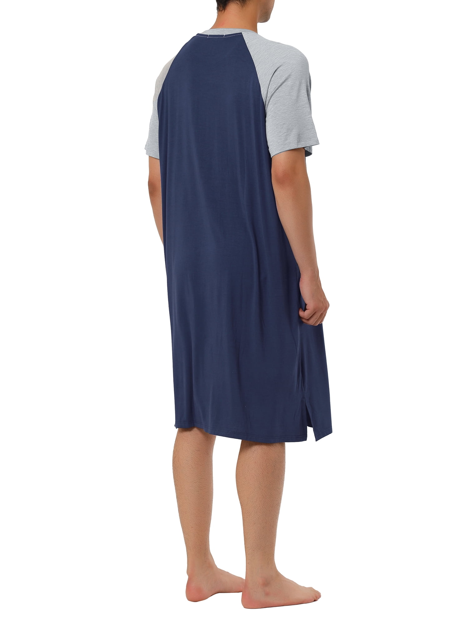 Unique Bargains Men's Nightshirt Raglan Sleeves Lounge Nightgown