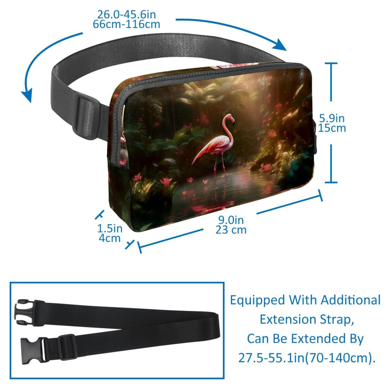 Flamingo Lightweight Adjustable Waist Bag Fanny Pack with Extension Strap - Unisex Fitness Running Belt
