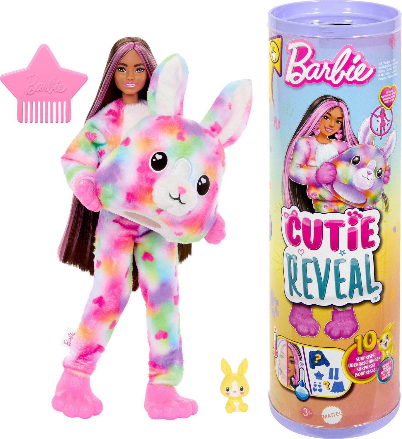 Barbie Cutie Reveal Bunny Doll & Accessories, Color Dream Series with 10 Surprises