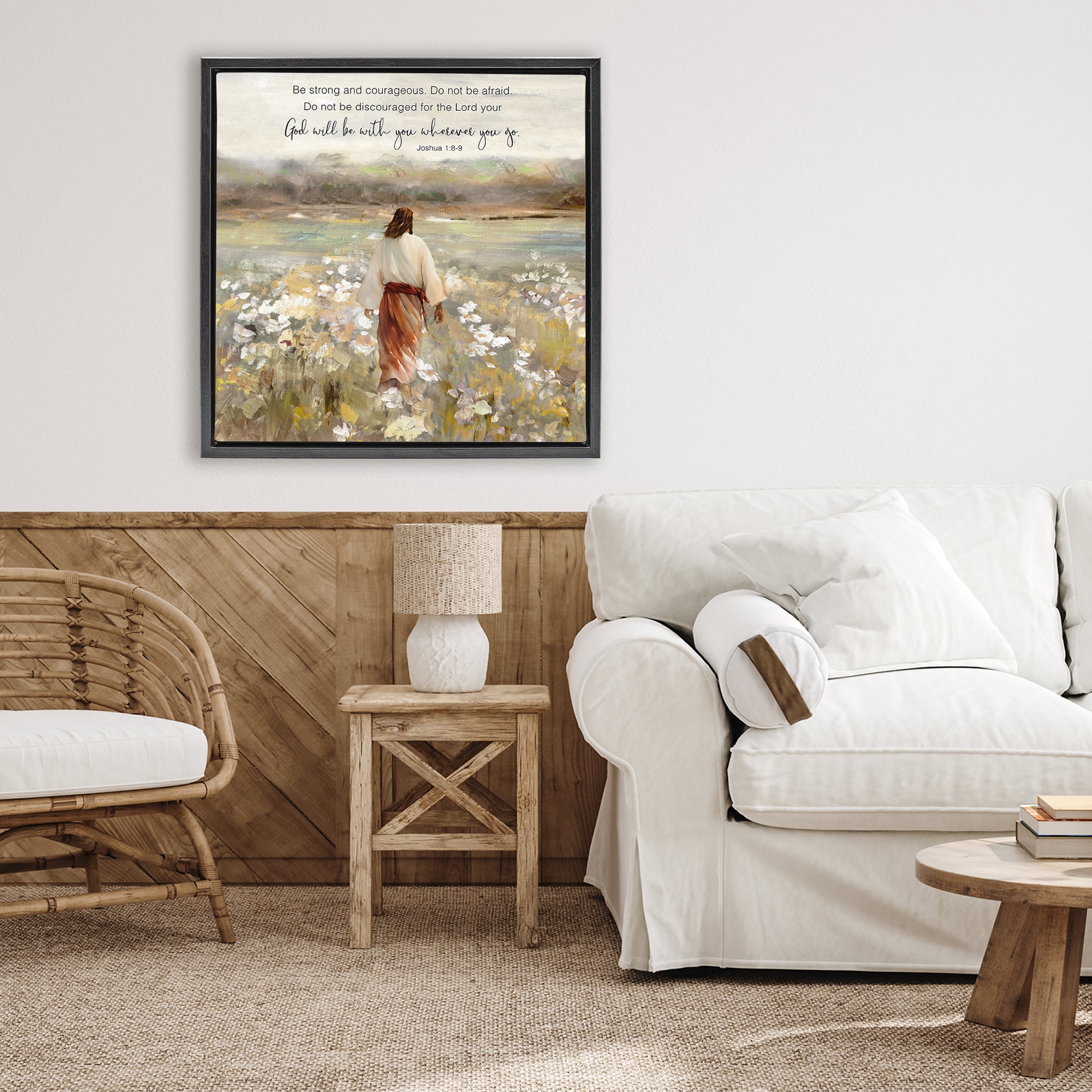 Stupell Industries God With You Wherever Black Framed Floater Canvas Wall Art, design by Sally Swatland