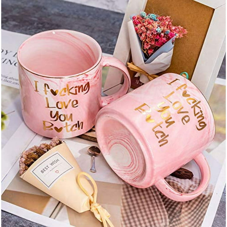 Mugpie Girlfriend Gifts Funny I Love You Gifts for Wife Sister Women Female  Best Friend - Cute 11.5oz Pink Coffee Mug Valentines Day Anniversary