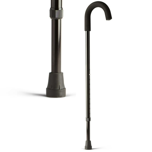 El bastón de aluminio Medline es un dispositivo de ayuda para caminar portátil y liviano que ayuda a personas mayores y adultos con el equilibrio, las lesiones de rodilla, la recuperación de cirugías