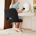 thumbnail image 2 of Exenoray Chaise de Bureau Sans Accoudoirs en Molleton Teddy, Chaise de Bureau Pivotante Réglable à Siège Grand avec Roues en PU, Chaise de Travail Rembourrée pour Coiffeuse pour Chambre, Bureau d'Étude Ou Bureau à Domicile, Noir, 2 of 7