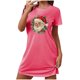 thumbnail image 4 of Camisón corto de talla grande para mujer, camisón de manga corta con estampado de pecho a la moda, camisón para mujer, 4 of 5