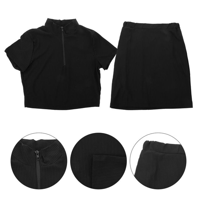 BRIGHTFUFU 1Jgo Top Corto Manga Corta Y Falda Bodycon Para Mujer Ocasión Especial