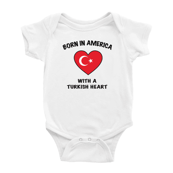Born In America With A Turkish Heart Funny Baby Clothing Bodysuits For Boy Girl