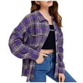 thumbnail image 2 of Idoravan Cardigans for Women Spring Women's Fashion Plaid Cardigan Jackets Casual Long Sleeve Button Down Lapel Tops Blouse Loose Comfy Shirts Coat, 2 of 5