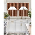 thumbnail image 5 of Burnt Orange Striped Kitchen Curtains Sets 36 Inch Length with Valance, Modern Southwest Geometric Swag Valances and Tiers Curtain Set Drapes Swag Curtains for Living Room, Bathroom, Bedroom, Cafe, 5 of 6