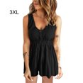 thumbnail image 4 of Qarigey Mono de verano sin mangas con cuello en V para mujer, vestido para acampar, Color sólido, chaleco con botones para niñas, ropa con tirantes conjuntos de ropa Negro 3XL Qarigey AP011283-30, 4 of 6