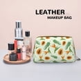 thumbnail image 4 of Papaya leaf Makeup Bag, Large Capacity Travel Cosmetic Bag for Women Girls- Travel Toiletry Bag Leather Portable Waterproof Makeup Case Organizer with Handle, 4 of 4