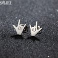 thumbnail image 1 of Mini pendientes de tuerca de acero inoxidable para mujer, tachuelas Punk rectangulares, Spades de fresa de sol, pequeños, Piercing, accesorio de joyería, 1 of 2