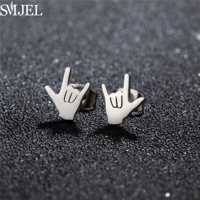 Mini pendientes de tuerca de acero inoxidable para mujer, tachuelas Punk rectangulares, Spades de fresa de sol, pequeños, Piercing, accesorio de joyería