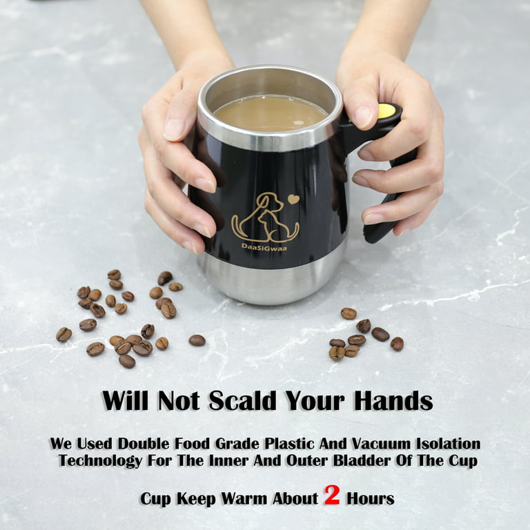 DaaSiGwaa Self Stirring Mug - Magnetic Electric Auto Cute Mixing Cup Tasse  for Office/Kitchen/Travel/Home Coffee/Tea/Hot Chocolate/Milk-390 ml/13.2  oz(Green) 