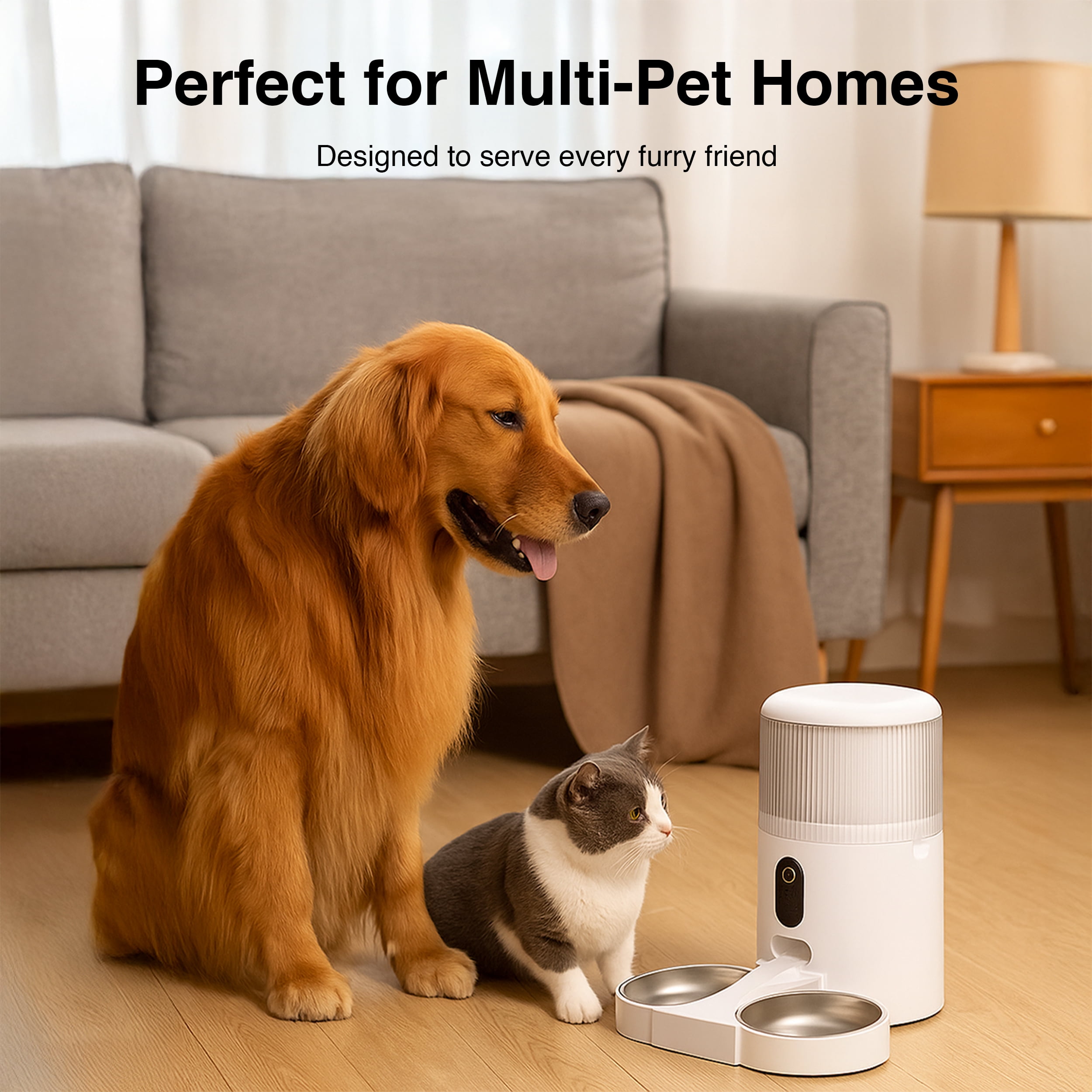 Instachew Purechew Double Automatic Pet Feeder, Two-Way Splitter and Double Bowls for Cats and Dogs