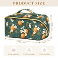 thumbnail image 4 of FORMRS Makeup Bag Travel Cosmetic Organizer for Women Fold Flat Zipper Pouch with Handle, Green Floral Orange, 4 of 8