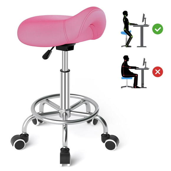 Taburete YEEZEE ergonómico cómodo con ruedas rosa