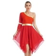 thumbnail image 5 of Doomiva Women's Liturgical Praise Dance Dress One Shoulder Irregular Hem Dresses Worship Dance Tunic Red XXL, 5 of 7