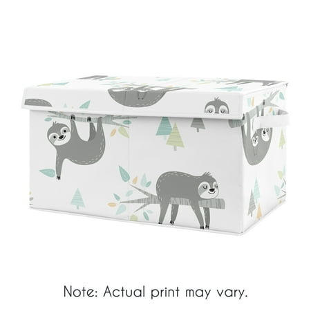 UPC: 0846480078838 | Sloth Aqua and Grey Storage Fabric Toy Box by Sweet Jojo Designs