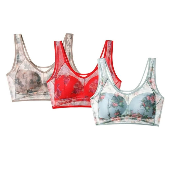 Women's Bra Women'S Full Coverage Wireless Bra 3 Pack - High Support Comfort Bras,Blue Women's Bra 5XL