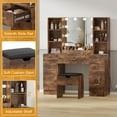thumbnail image 4 of Modern Makeup Vanity Desk with LED Lighted Mirror,56in Vanity Set with Charging Station&Cushioned Storage Stool,Wooden Dressing Table, 4 of 8