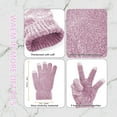 thumbnail image 3 of REDESS Winter Womens Chenille Beanie Hat Scarf Gloves Set-Pink, 3 of 4