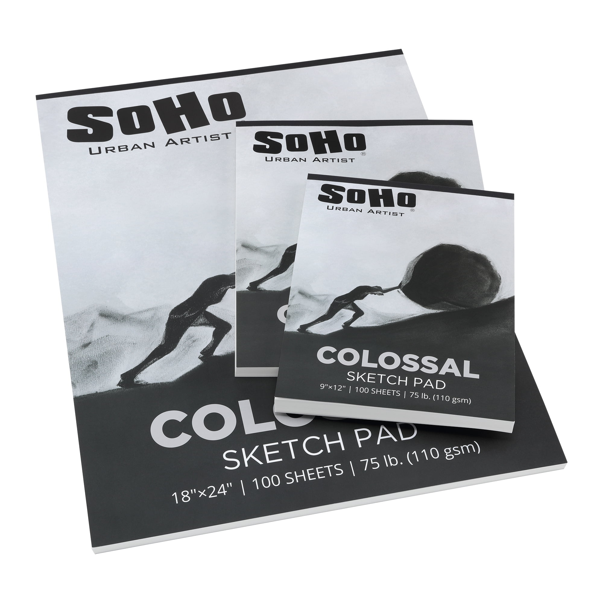 SoHo Urban Artist Colossal Sketch Pads 9x12" - Tape Bound Sketchbook for Artists, Dry Media, Graphite, Students, & More! - Single (100 Sheets)