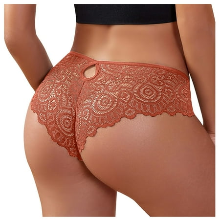 

DNDKILG Women s Underwear Low Rise Hollow Out Sexy Sheer Panties Breathable Lace Briefs Watermelon Red L