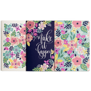 Steel Mill & Co Lined Notebook Journal Set of 3, Soft Cover Travel Writing Journals, 8.5" x 6" Stitch Bound Ruled Notebooks with 64 Pages Each, Mint Floral