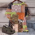 thumbnail image 5 of Puntoco Liquidación de blusas cortas para mujer, blusa de manga corta con estampado de moda para mujer, camiseta de cuello redondo, 5 of 5
