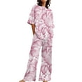 thumbnail image 1 of Summer Outfits For Women 2 Cotton Linen Set Oversized T Shirts Straight Leg Pant Plus Size Tracksuit, 1 of 5