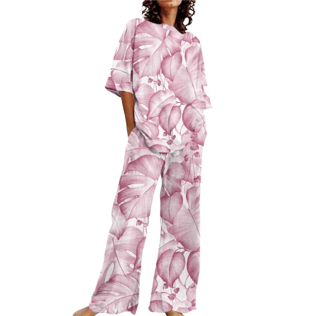 Summer Outfits For Women 2 Cotton Linen Set Oversized T Shirts Straight Leg Pant Plus Size Tracksuit