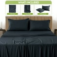 thumbnail image 3 of Lux Decor Collection Rayon from Bamboo Blend Sheets King Size - 4 Piece Cooling Bed Sheets Set, Black, 3 of 9