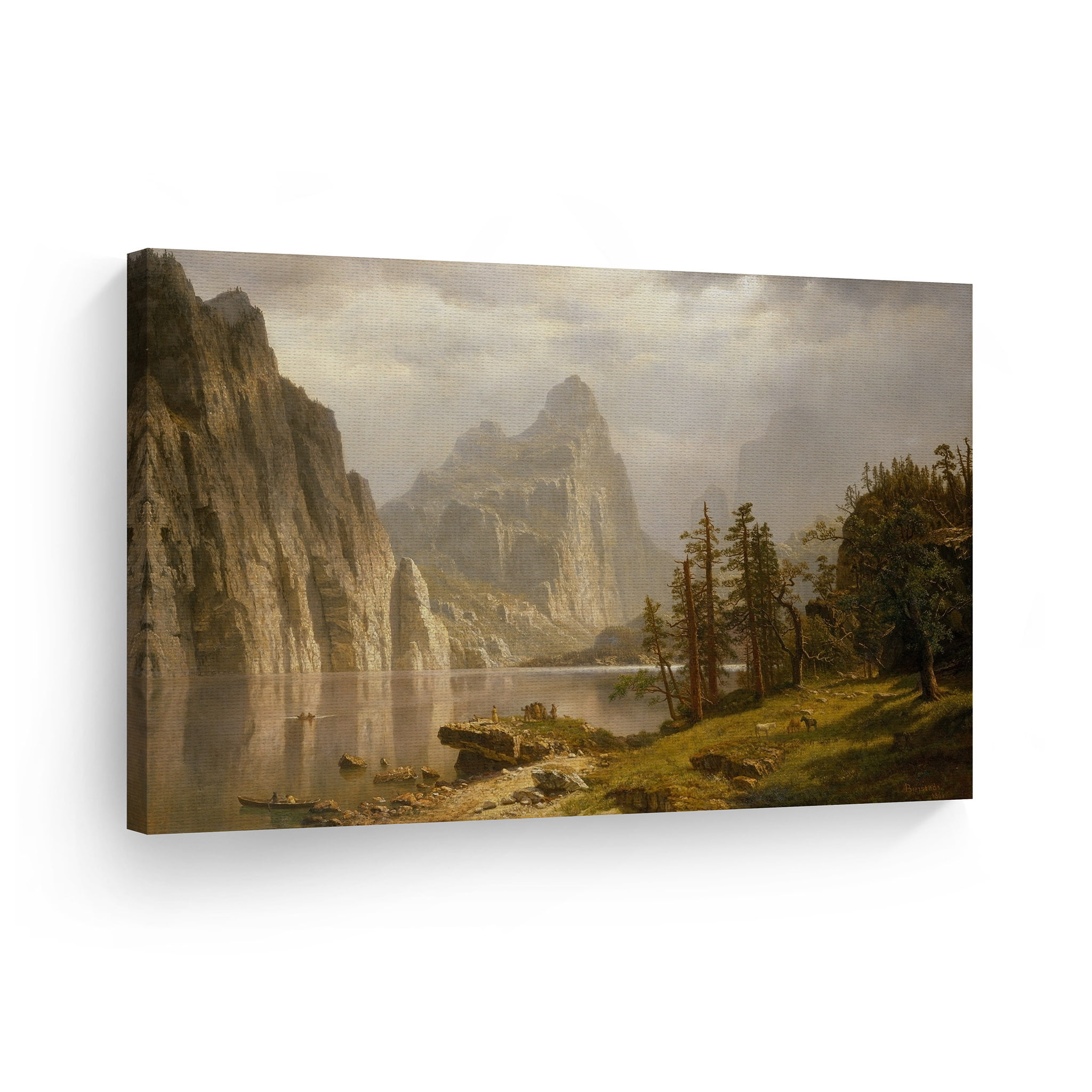 Albert Bierstadt nice landscape 36" Oil painting The Merced River in Yosemite 