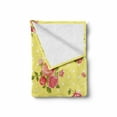 thumbnail image 2 of Rose Soft Flannel Fleece Throw Blanket, Old Fashioned Pattern Feminine Romantic Bouquets Corsage on Dotted Backdrop, Cozy Plush for Indoor and Outdoor Use, 60" x 80", Yellow Coral Green, by Ambesonne, 2 of 6