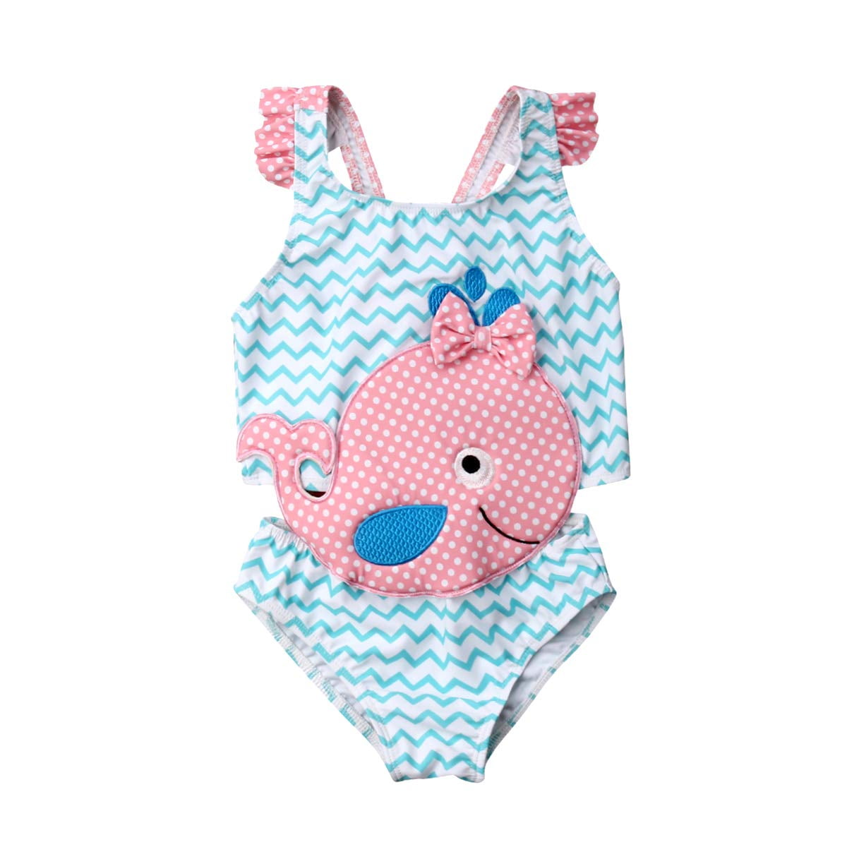 Multitrust Toddler Baby Girl Dolphin Swimwear Swimsuit Ruffled