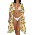 thumbnail image 3 of DISNIMO Women's Sunflower Printed Cover up Swimsuit Kimono Summer Beach Cover ups Casual Loose Swimwear Coverups Open Front Long Cardigan Beach Cover Up for Women, 3 of 6