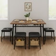 thumbnail image 4 of TROPOW Dining Table Set for 4,Rectangular Kitchen Table with Storage Rack and Upholstered Stools with Storage Rack, Small Dining Room Table Set for Apartment, Rustic Brown, 4 of 7
