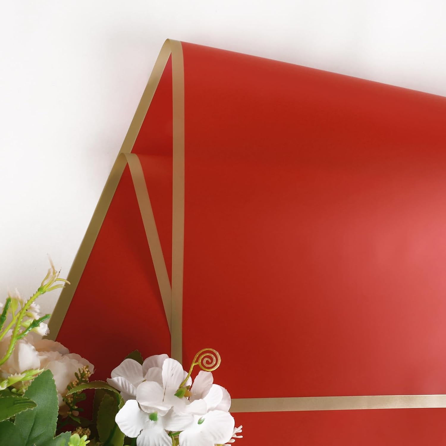 20 Sheet Flower Wrapping Paper - Waterproof Floral Bouquet Wrapping Paper, Florist Supplies Packaging Paper for Wedding Birthday Gift DIY (Red)